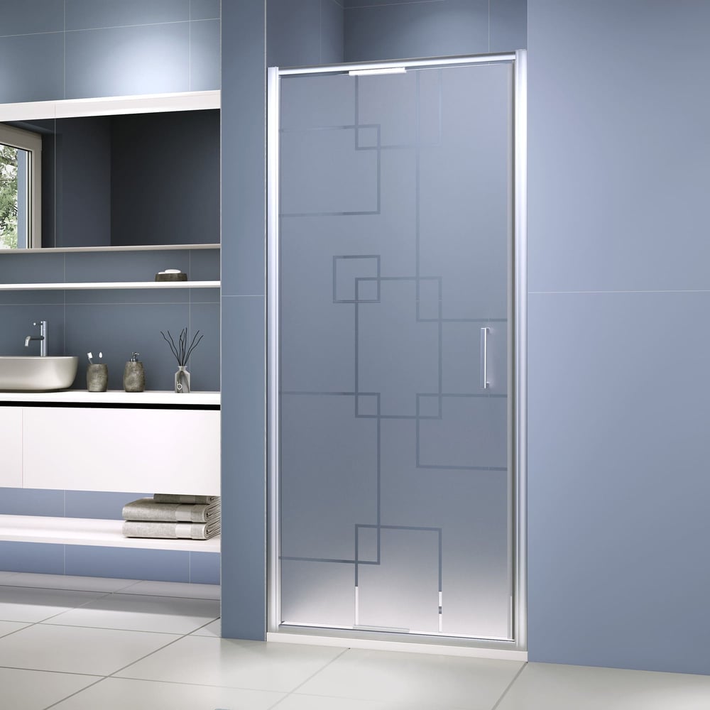 Изображение товара Душевая дверь RGW SV-05-2 80х200 хром/матовая с узором Алюминий стекло 8 мм