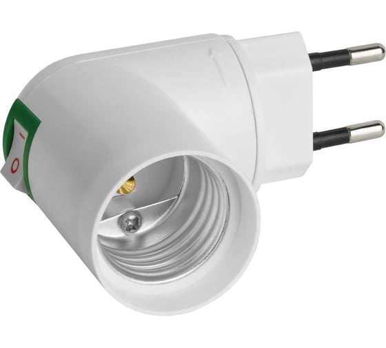 Изображение товара Переходник вилка-Е27 duwi с выключателем, белый 24639 8