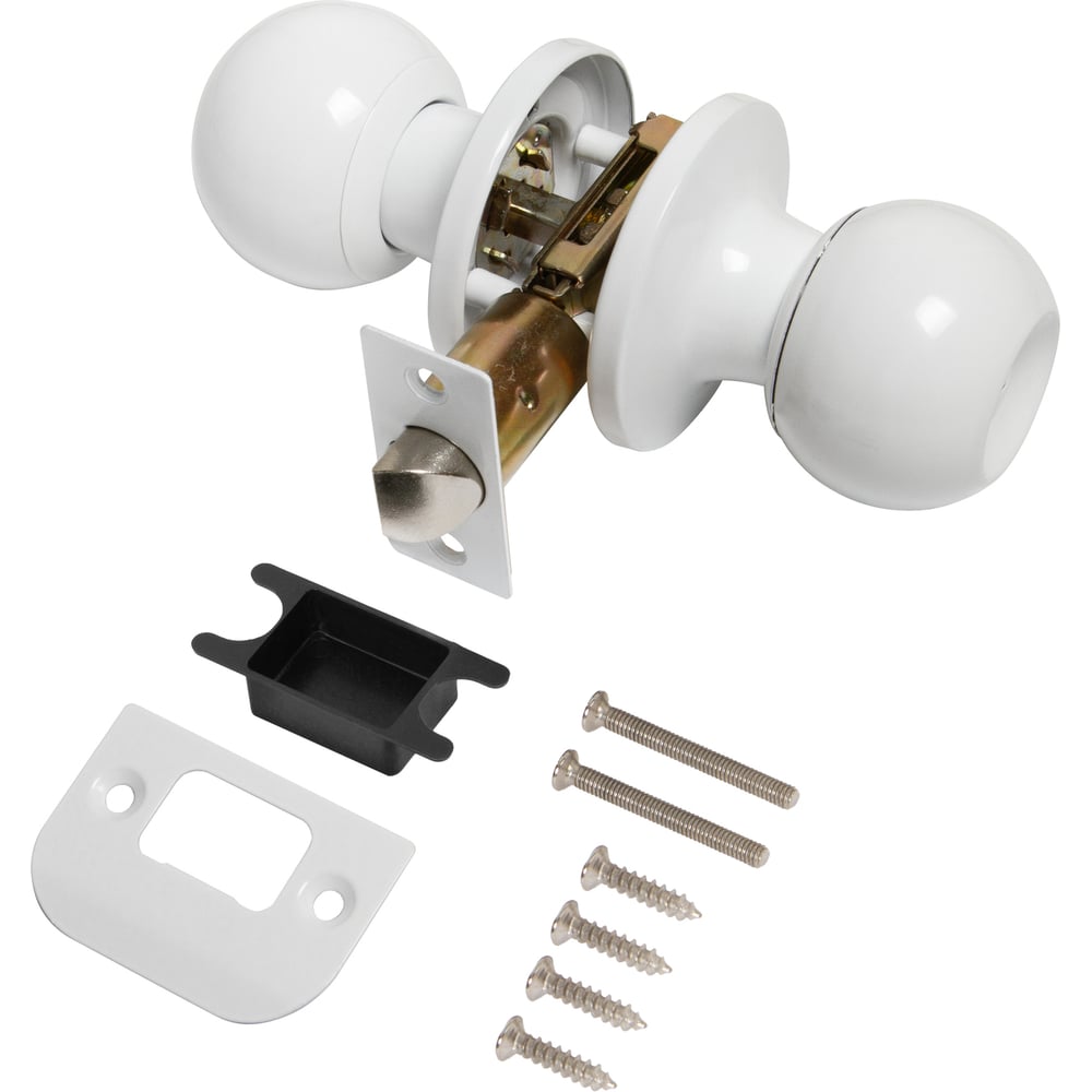 Изображение товара Ручка защелка PUNTO DK672/BL WH-BK для межкомнатных дверей белая сталь