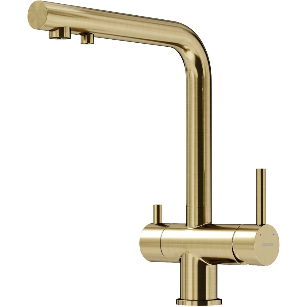 Изображение товара Смеситель для кухни Sancos Foster с подключением фильтра брашированное золото арт SC4014BG