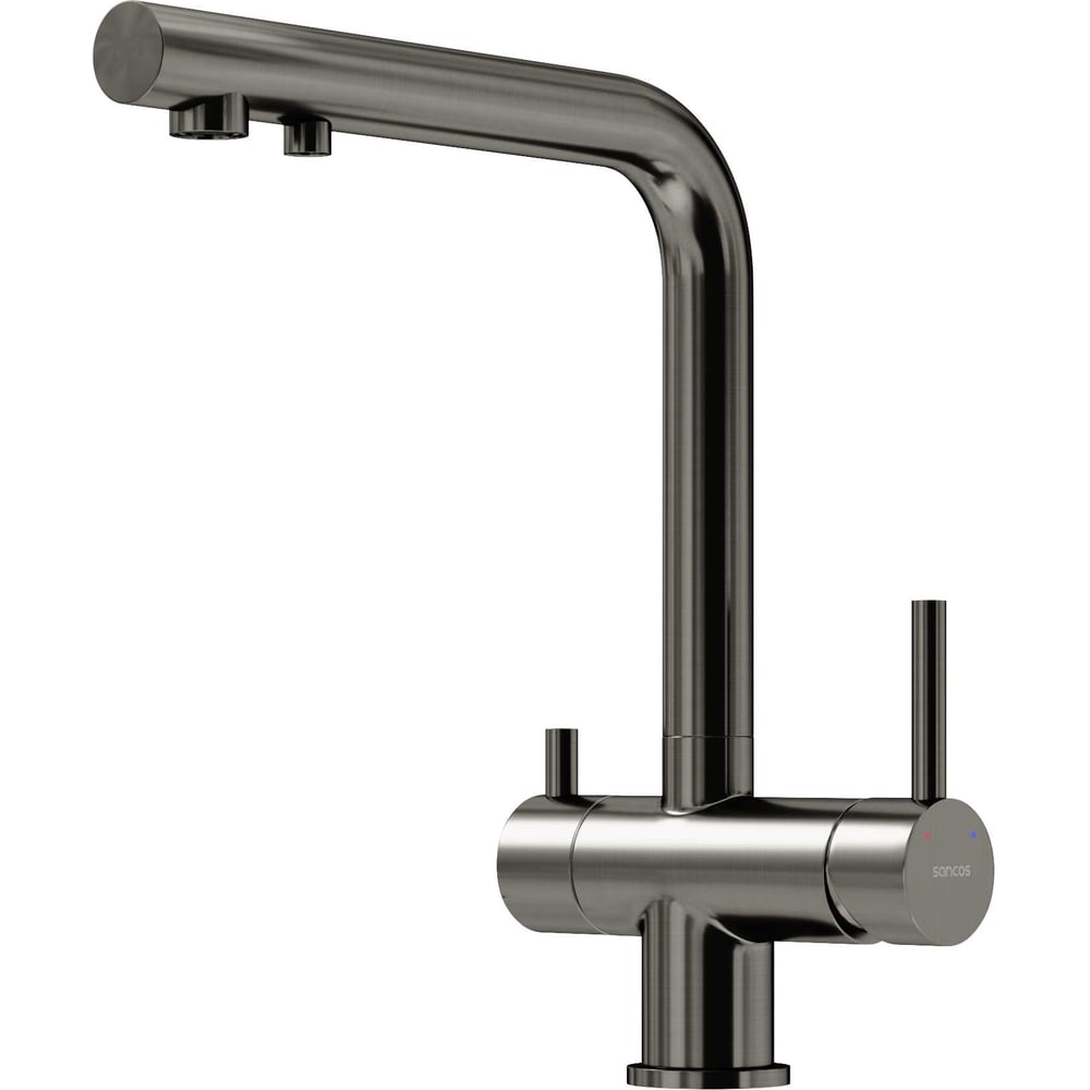 Изображение товара Смеситель для кухни Sancos Foster с подключением фильтра вороненая сталь