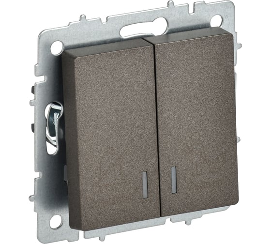 Изображение товара Выключатель 2-клавишный с индикацией для отеля IEK BRITE 10А ВС10-2-9-БрТБ бронза BR-V20-2-10-K45