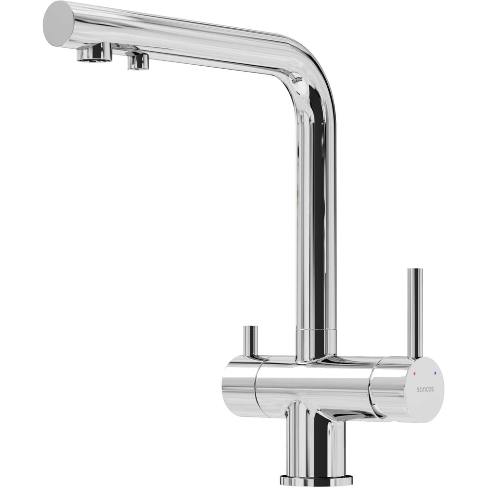 Изображение товара Современный однорычажный смеситель для кухни Sancos Foster с подключением фильтра хром