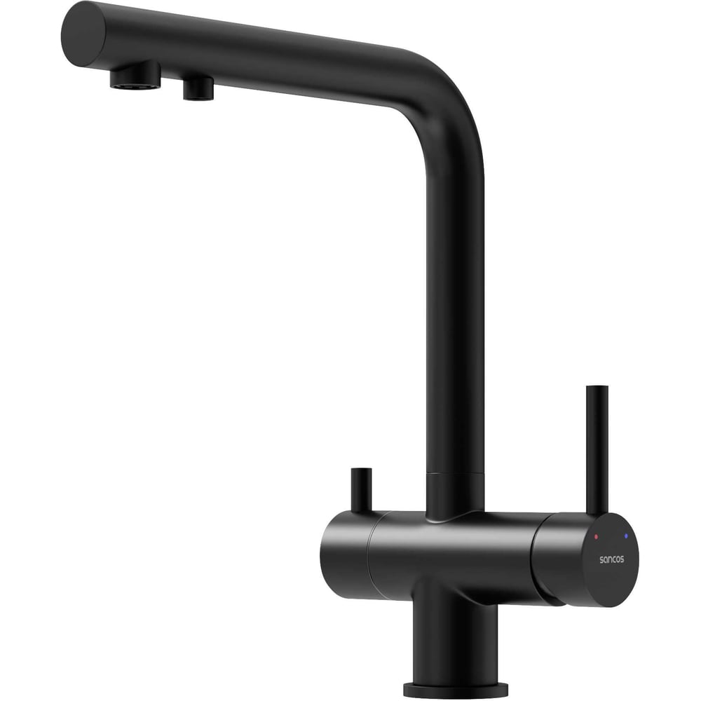 Изображение товара Современный кухонный смеситель Sancos Foster с подключением фильтра черный матовый