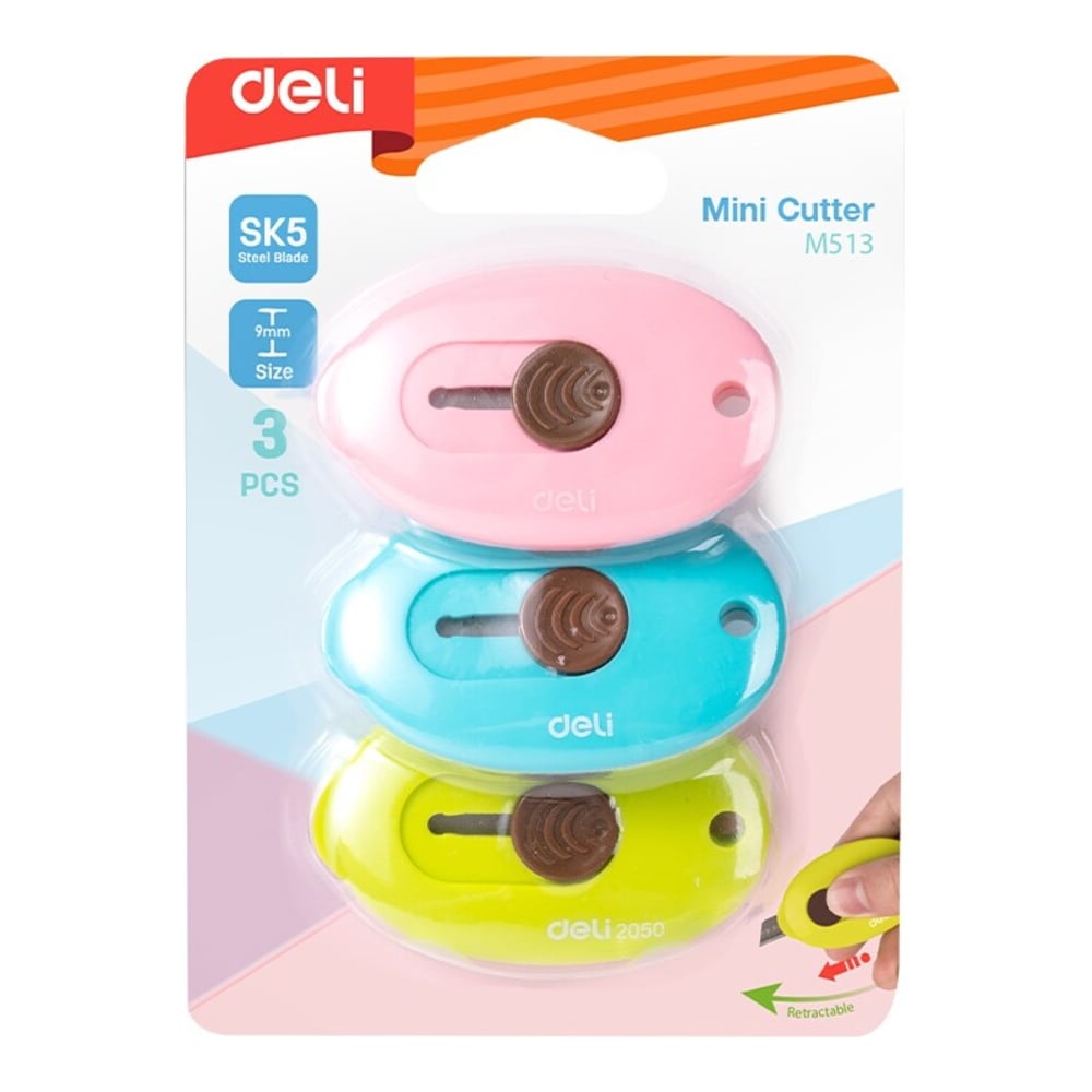 Изображение товара Набор автоматических канцелярских ножей DELI EM513 24 блистера по 3 шт