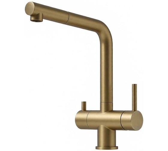 Изображение товара Смеситель для кухни Sancos Spin с поворотным и вытяжным изливом, c краном для фильтрованной воды, цвет брашированное золото, арт. SC4015BG
