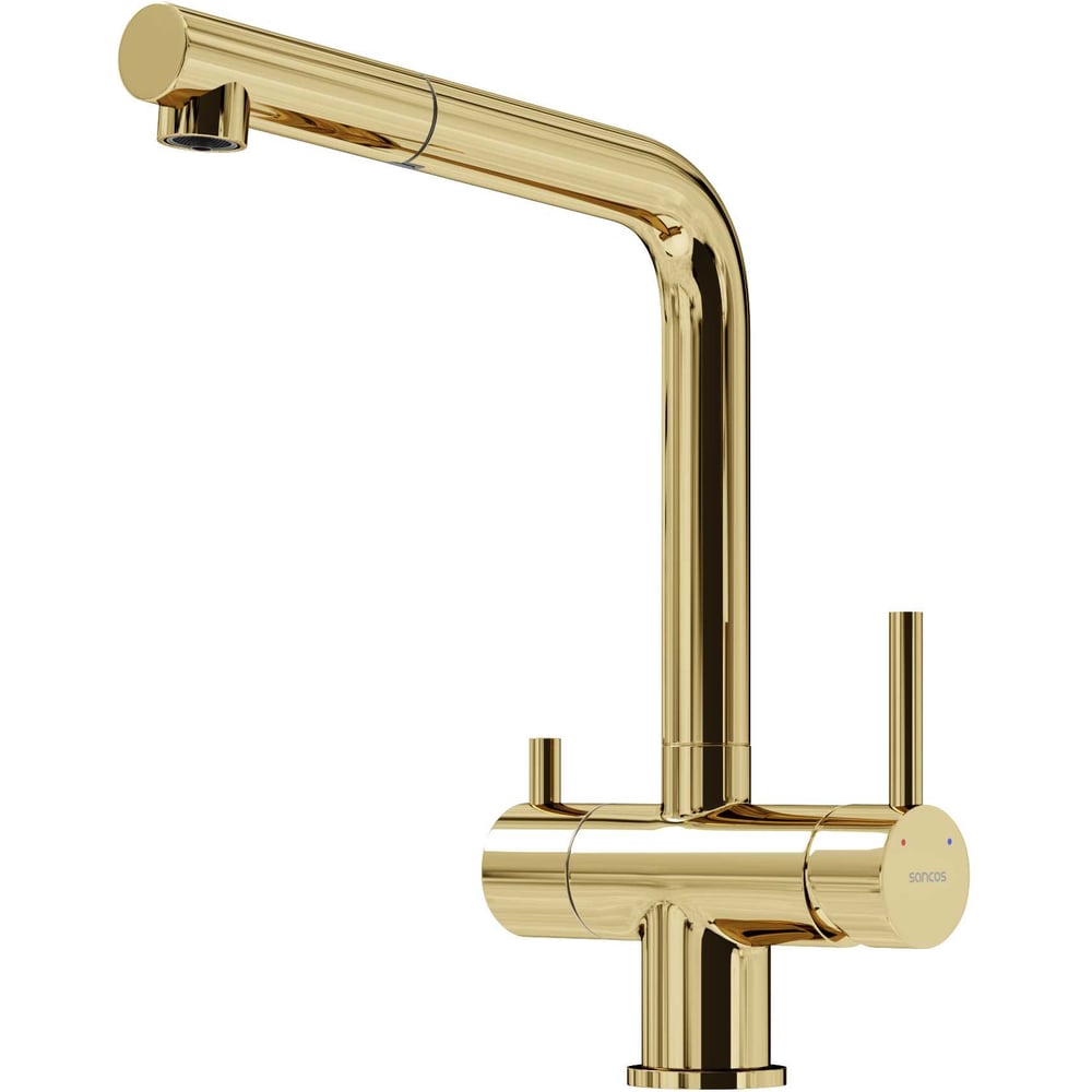 Изображение товара Смеситель для кухни Sancos Spin с поворотным изливом золото арт SC4015ZG