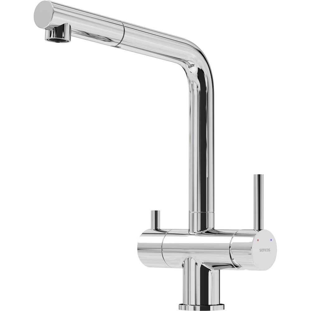 Изображение товара Смеситель для кухни Sancos Spin с поворотным и вытяжным изливом, хром