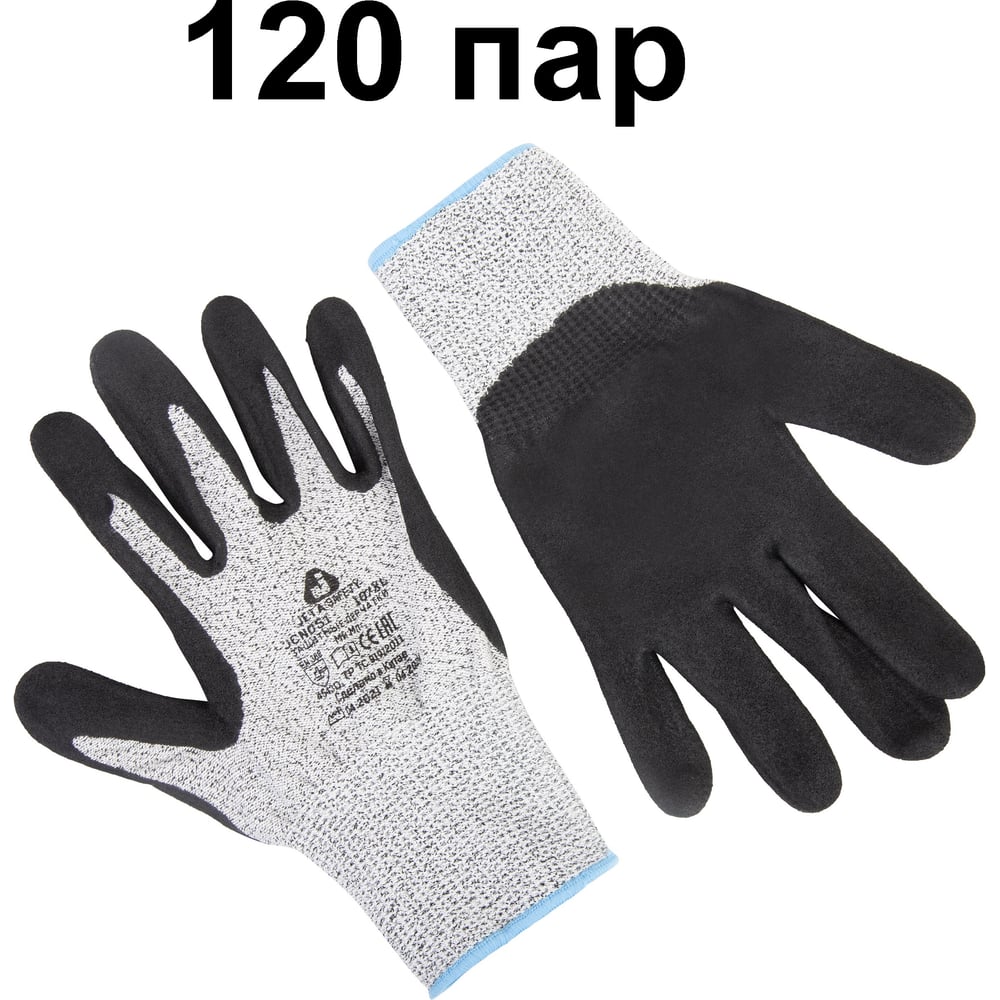 Изображение товара Перчатки сверхпрочные от порезов Jeta Safety 120 пар M/8 нитриловые