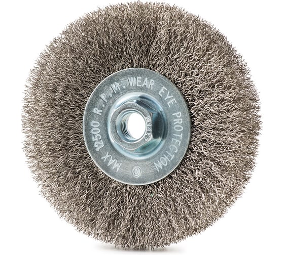 Изображение товара Щетка тарельчатая для УШМ ОТП D=125 мм, М14, проволока гофрированная, углеродистая сталь 0.3 мм 01 02 14 01 01 02 03 04 01