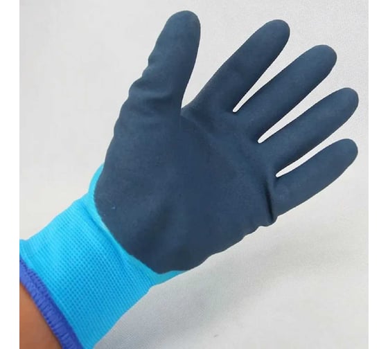 Изображение товара Перчатки утепленные непромокаемые Master-Pro Ханты Надым, махровые акриловые с полным морозостойким покрытием ПВХ+нитрил, 1 пара, размер 10 (XL) 10130-AQPVCN-B-10-1-232PU