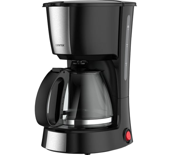 Изображение товара Кофеварка Centek CT-1149 капельная, черная/сталь, 980 Вт, 1,2 л, капля-стоп, подогрев, съемный фильтр CT-1149
