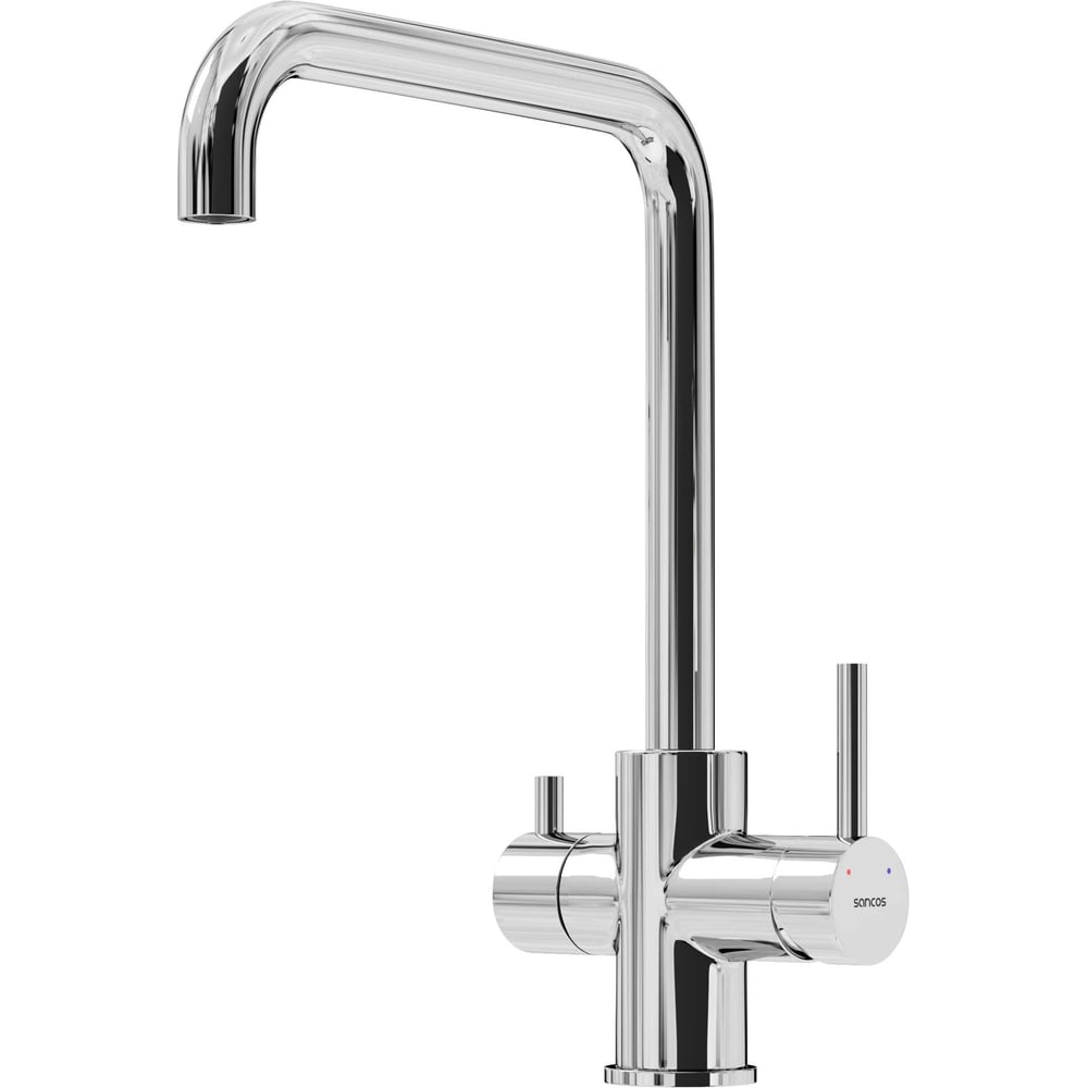 Изображение товара Современный однорычажный смеситель для кухни Sancos Vela с подключением фильтра хром