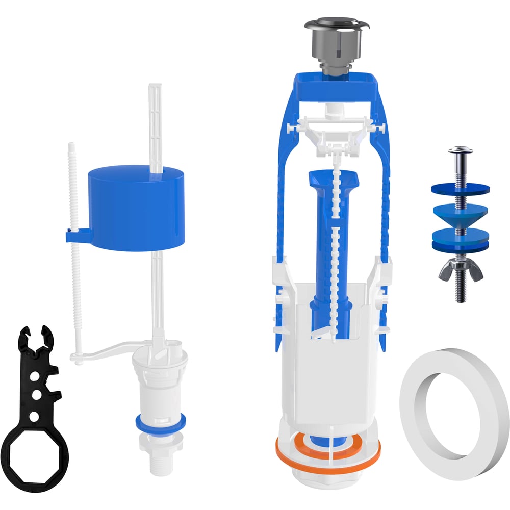 Изображение товара Арматура для бачка с однокнопочным выпуском Nova 4123, нижняя подводка, 430мм