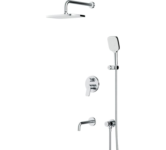 Изображение товара Набор AM.PM X-Joy встроеный смеситель, излив, прямоуг.верхний душ 300х210мм, ручн.душ, хром FB85A3RH40