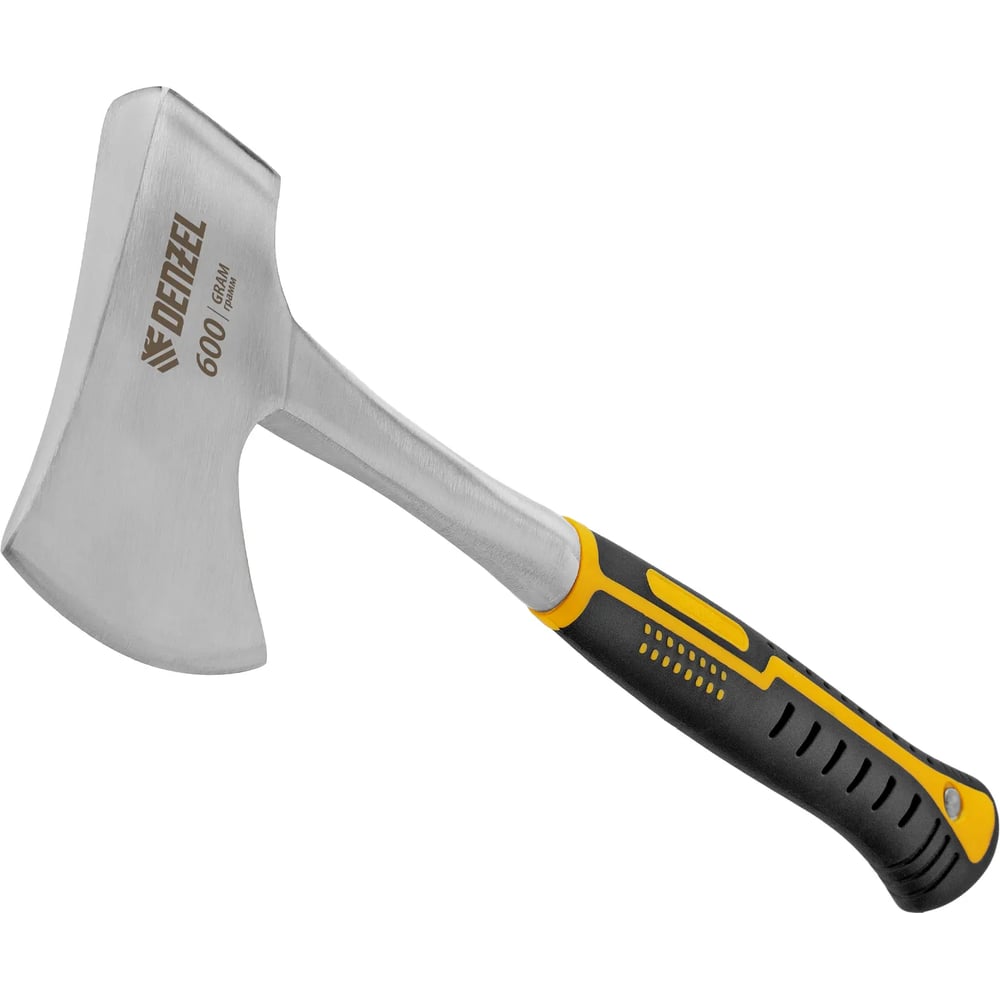 Изображение товара Топор Denzel 600г туристический с двухкомпонентной рукоятью и лезвием из стали 45