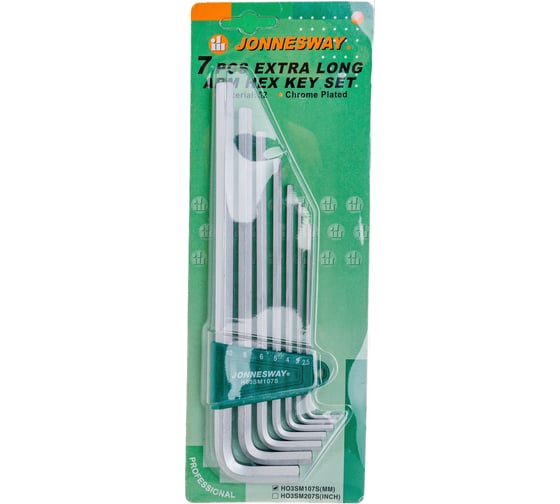 Изображение товара Комплект угловых шестиграников EXTRA LONG Jonnesway H03SM107S