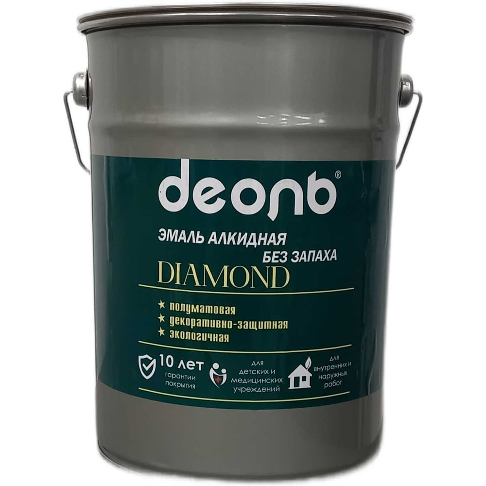 Изображение товара Алкидная эмаль без запаха Деоль Diamond RAL3002 красная 18л полуматовая 00033509