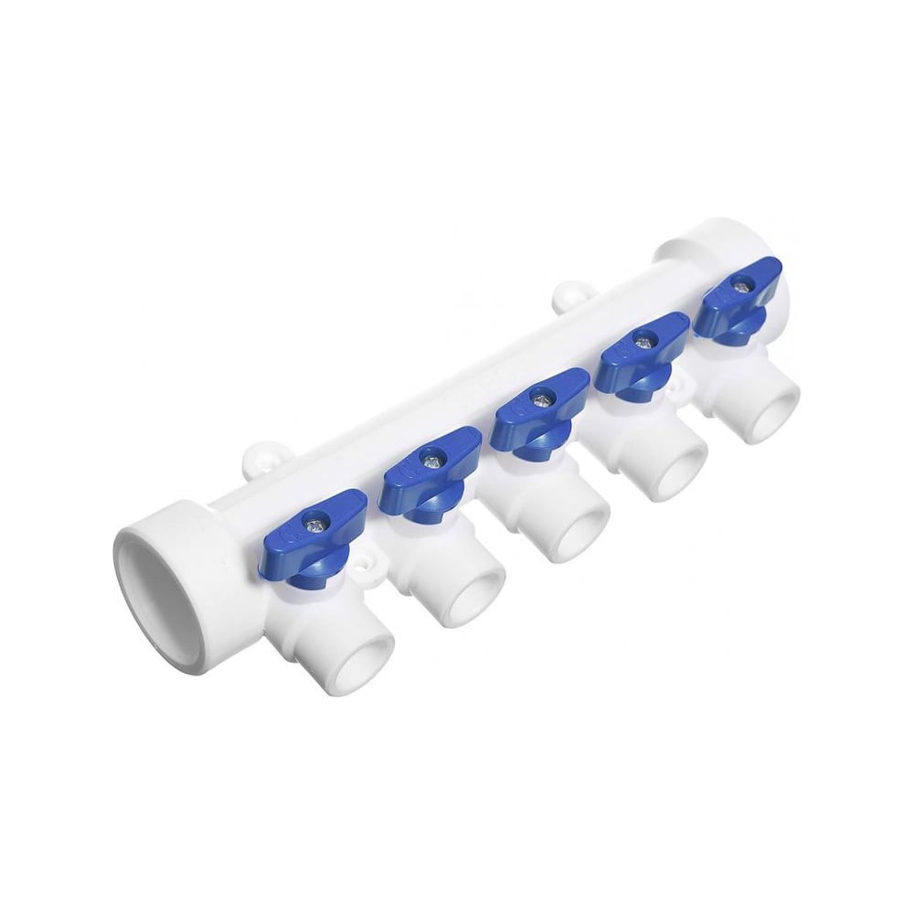 Изображение товара Коллектор полипропиленовый Imperial белый, с кранами, 5 выходов, синий, ф40-20 PPR 40-048