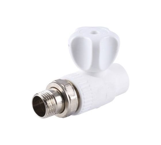 Изображение товара Кран шаровой полипропиленовый для радиатора Imperial прямой, белый ф20-3/4 PPR 40-905