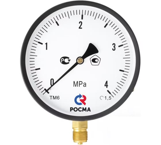Изображение товара Манометр РОСМА ТМ-610Р.00 радиальный (0-60кгс/см2) М20х1.5 1.5, ДК150мм D070-06250