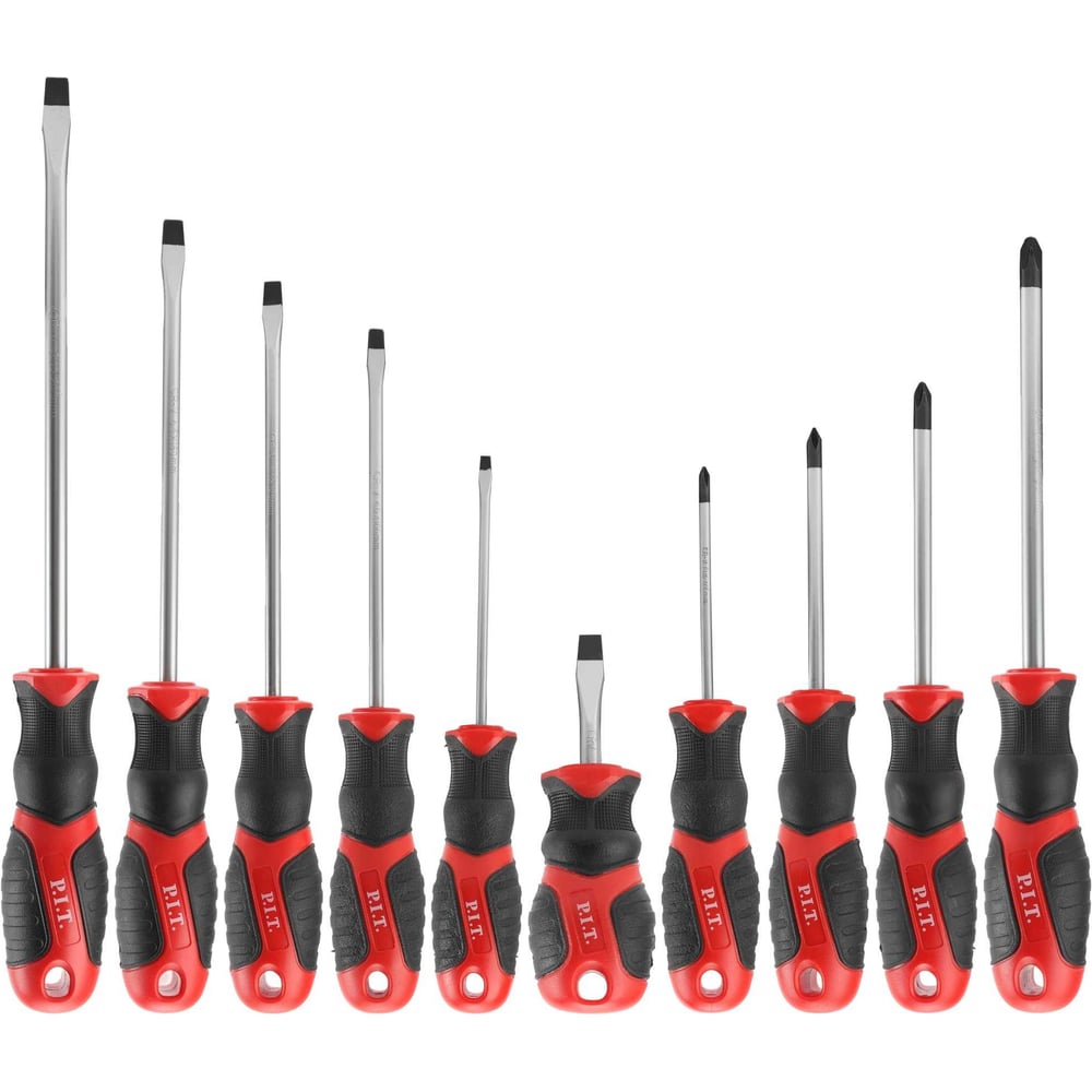 Изображение товара Набор отверток P.I.T. с магнитным наконечником ADVANCE (10шт, Cr-V, PH0-PH3, SL3-SL8), HSDR04-0010