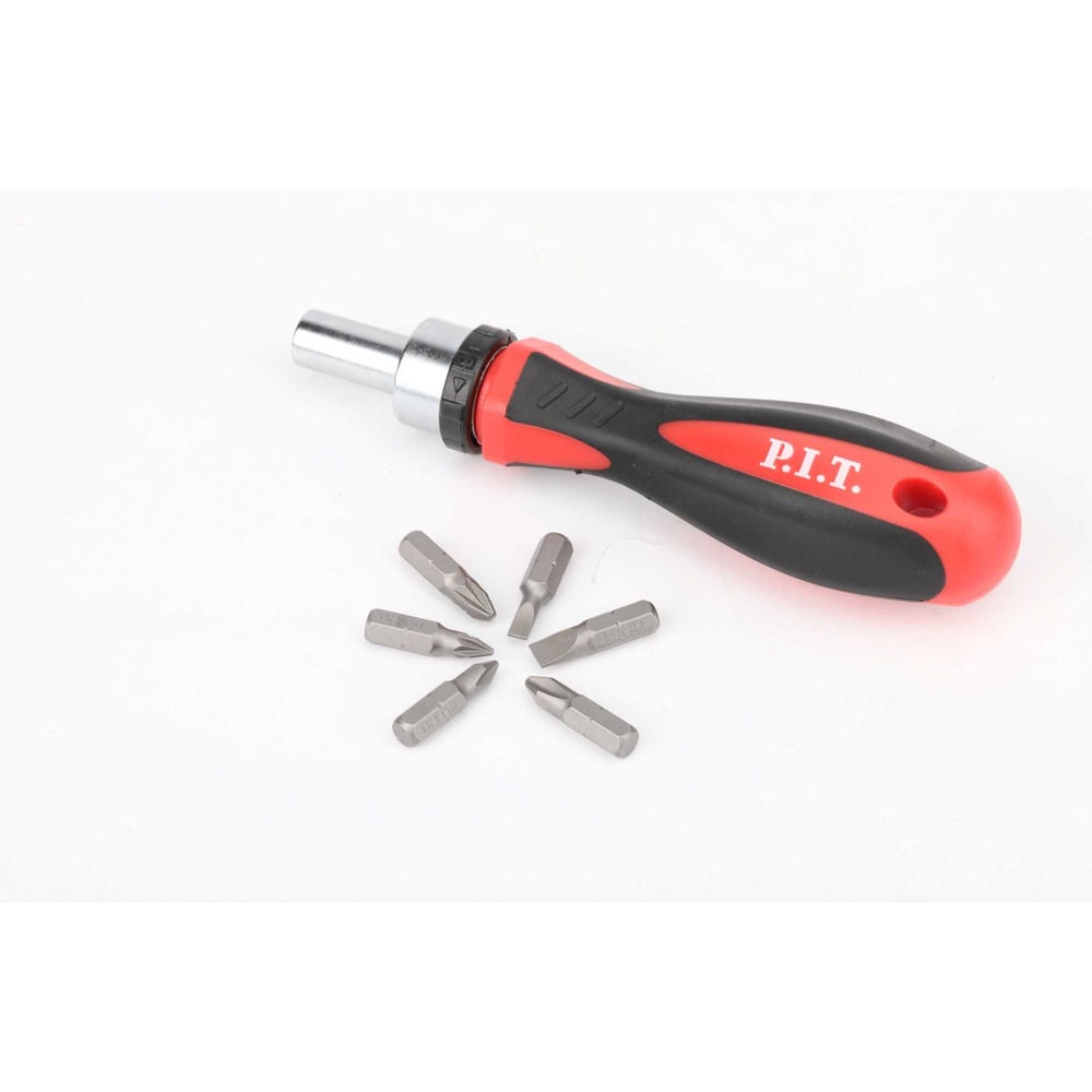 Изображение товара Набор бит P.I.T. с рукояткой ADVANCE (7 шт., трещотка, CrV)