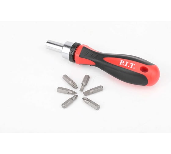 Изображение товара Набор бит P.I.T. с рукояткой ADVANCE (7шт, рукоятка с трещоткой, биты 6 шт., блистер), HSDR04-0006