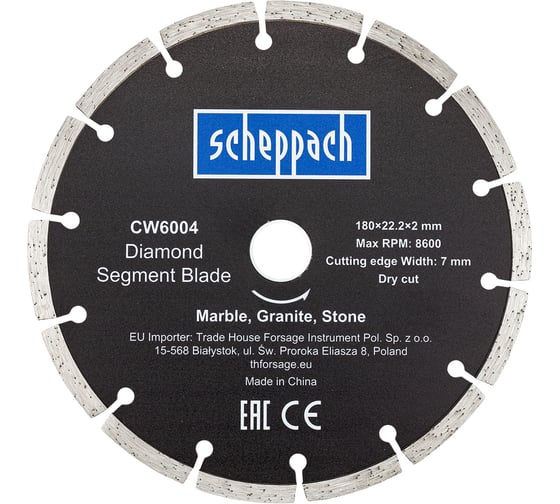 Изображение товара Круг отрезной Scheppach 180х22.2х2мм Sch-CW6004(62952)