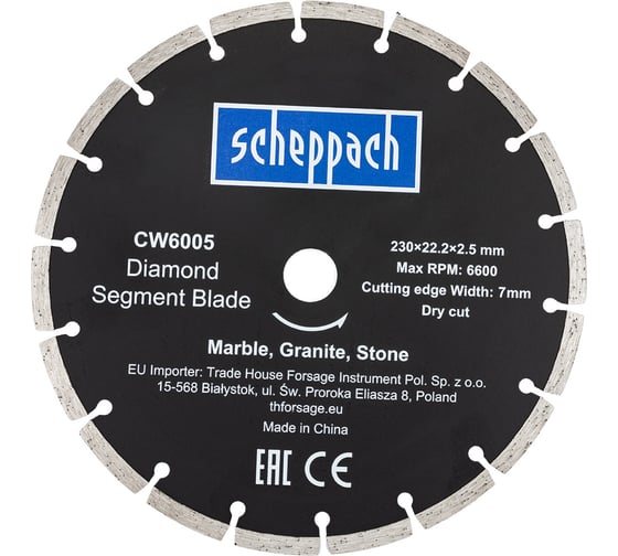 Изображение товара Круг отрезной Scheppach 230х22.2х2.5мм Sch-CW6005(62953)