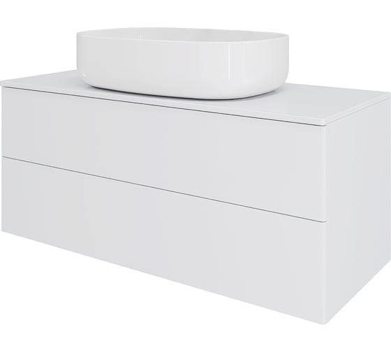Изображение товара Тумба с раковиной подвесная Orange Otto, 100 см, белый глянец Ot-100TuMDF+B08-600W