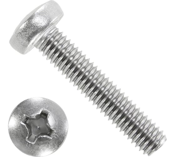 Изображение товара Винт с полукруглой головкой Море-Метизов шлиц крест DIN 7985 А2,M6X65 мм,200 шт VINT7985A2M6X65200М