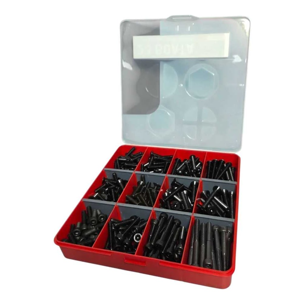 Изображение товара Винты 23 Болта М6 черные DIN7380, DIN7991, DIN912 в органайзере НАБОР 2 20000123
