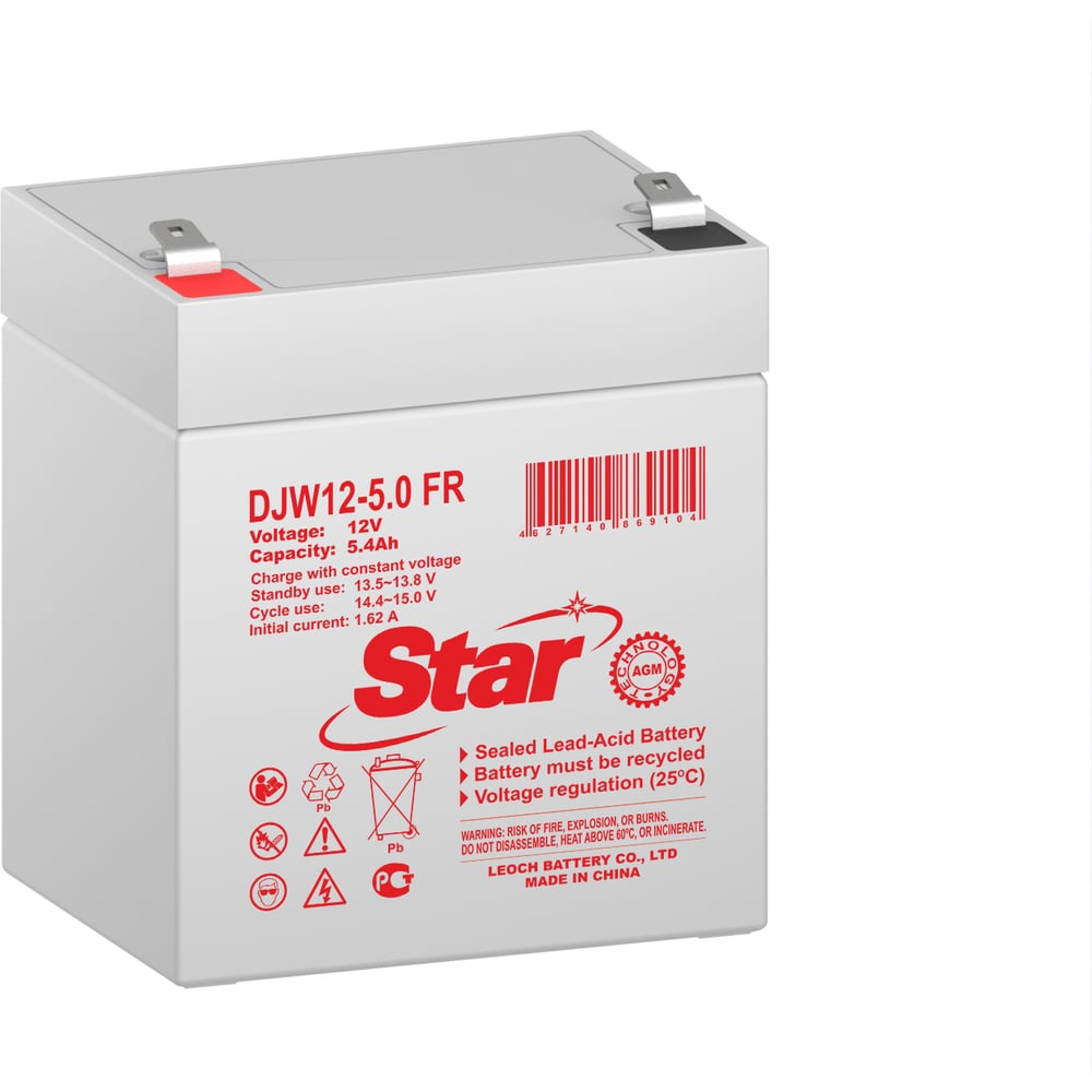 Изображение товара Аккумулятор для ИБП STAR DJW12-5.0 FR 12В 5,4 Ач AGM Teknik