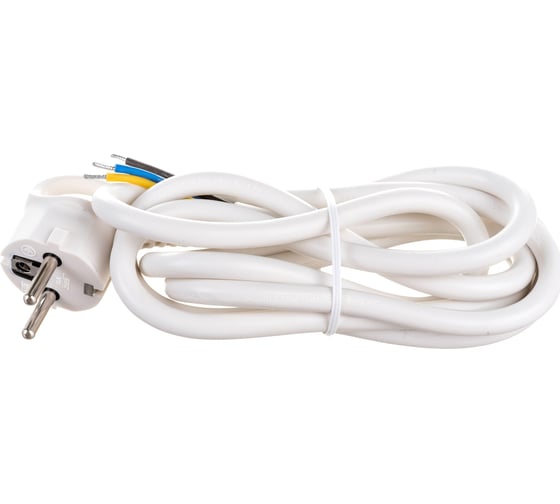 Изображение товара Сетевой шнур с вилкой ЭРА U-3x1,5-2m-W с заземлением 2м ПВС 3x1,5мм2 белый Б0048706