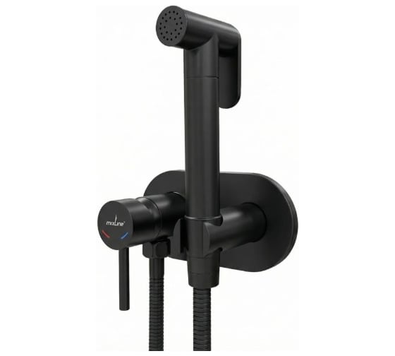 Изображение товара Смеситель с гигиенической лейкой MIXLINE 25k ML31-085BL Ray встраиваемый ЧЕРНЫЙ 556675