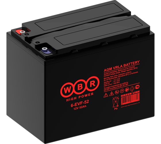 Изображение товара Аккумуляторная батарея WBR 6-EVF-52 12В, 52 Ач УТ-00000351