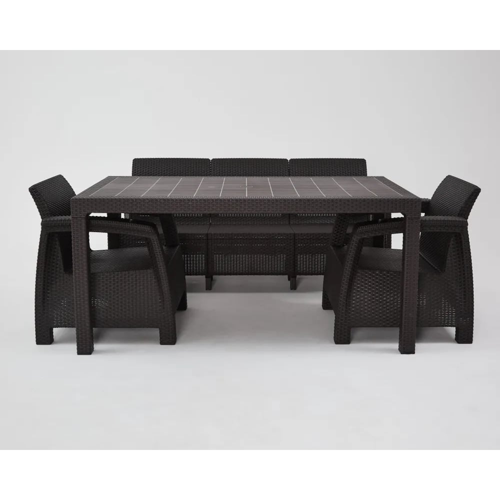 Изображение товара Комплект садовой мебели WORKY HomlyGreen 3+1+1+обеденный стол 153х79, с комплектом бежевых подушек ARD259361