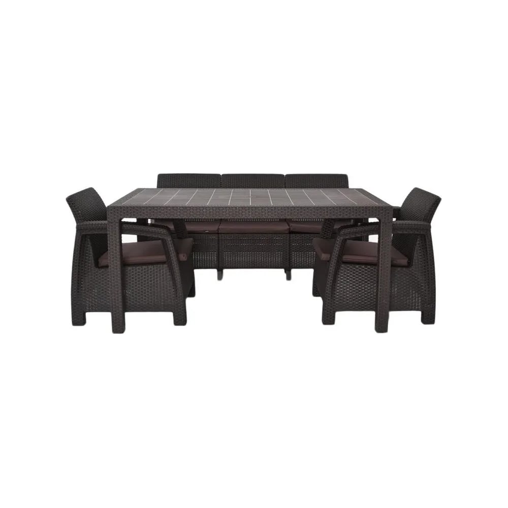 Изображение товара Комплект садовой мебели WORKY HomlyGreen 3+1+1 с обеденным столом и подушками