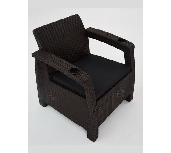 Изображение товара Комплект садовой мебели WORKY HomlyGreen 3+1+1+обеденный стол 153х79, с комплектом черных подушек ARD259352