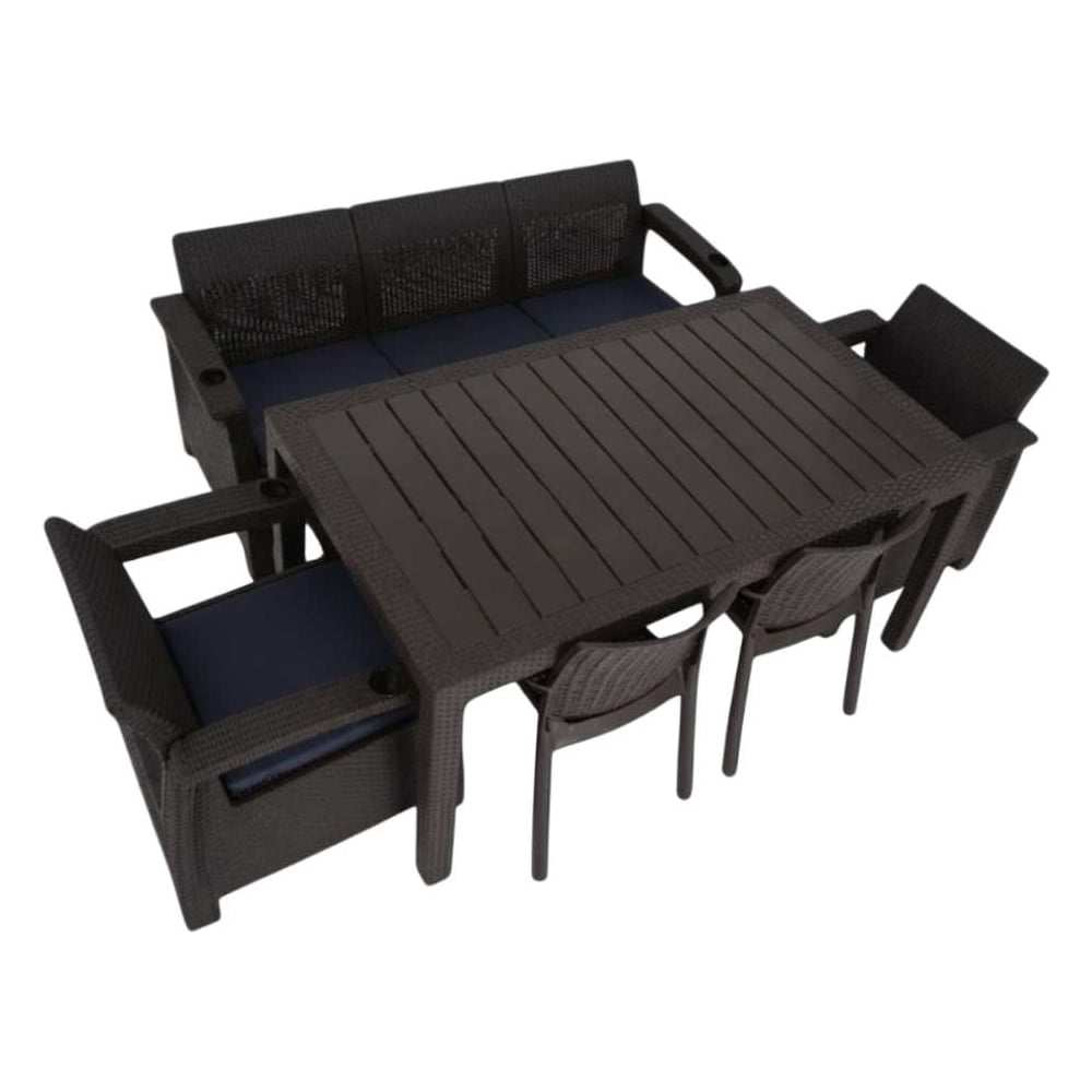 Изображение товара Комплект садовой мебели WORKY HomlyGreen 3+1+1+2стула+стол 153х79 с подушками