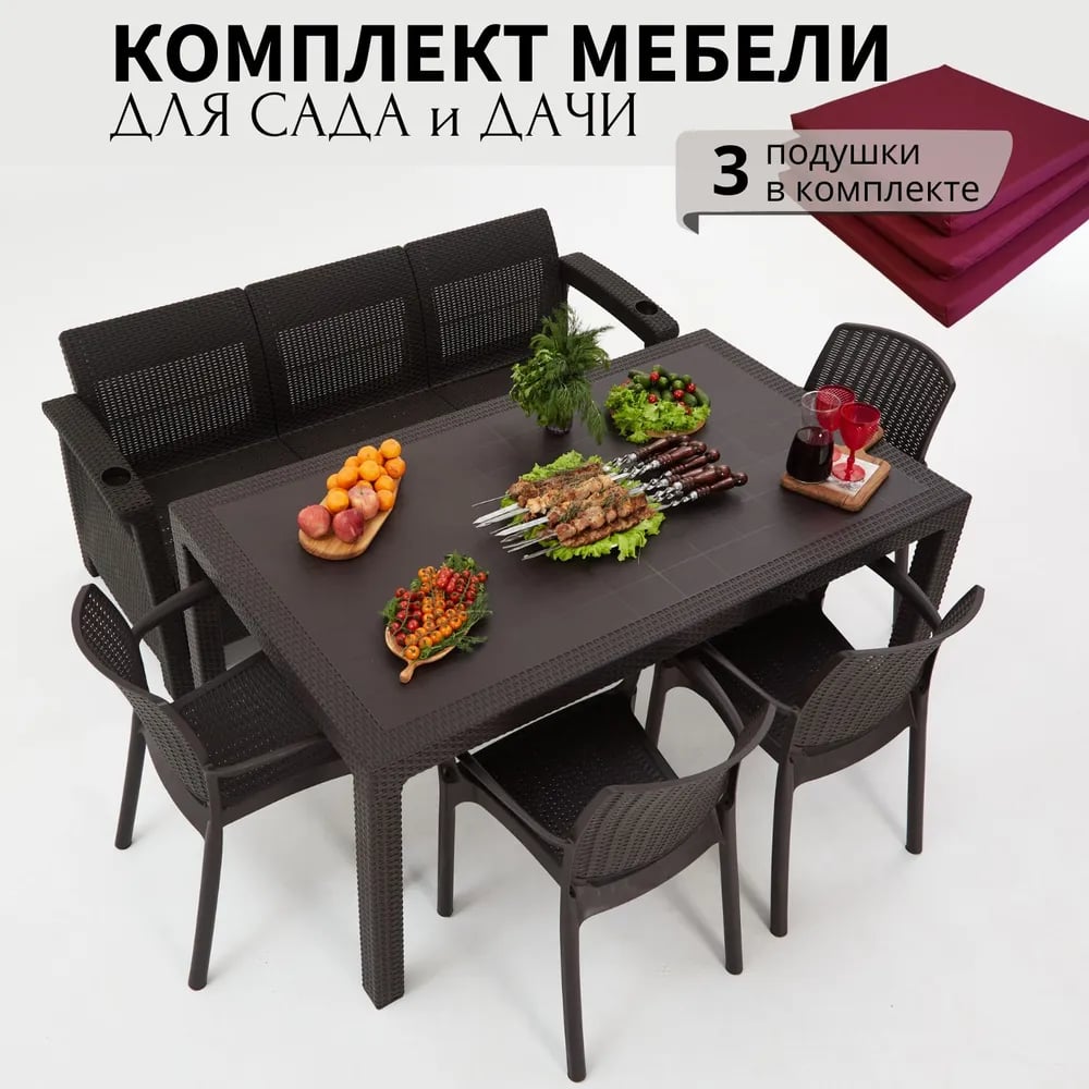 Изображение товара Комплект садовой мебели WORKY HomlyGreen 3+4 стула и обеденный стол 153х79 см