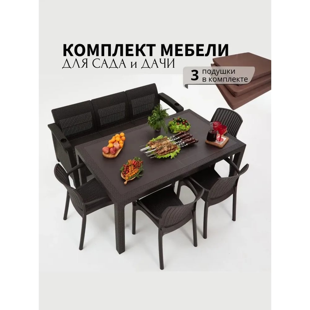 Изображение товара Комплект садовой мебели WORKY HomlyGreen 3+4 стула и обеденный стол