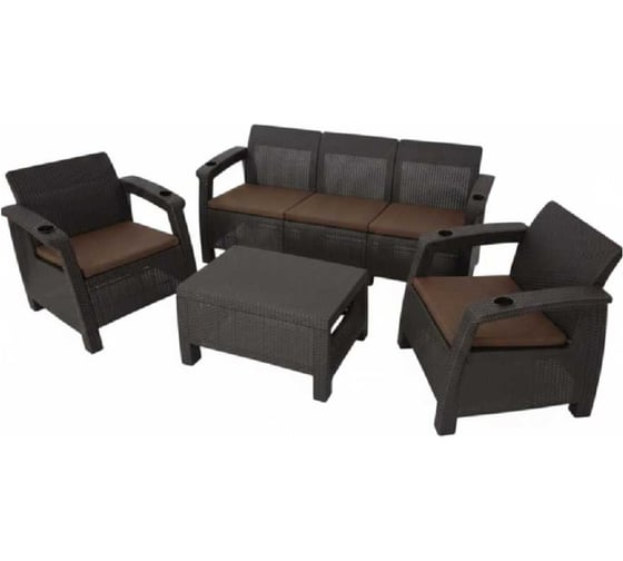 Изображение товара Комплект садовой мебели WORKY HomlyGreen Set 3+1+1+Кофейный столик+подушки коричневого цвета ARD258551
