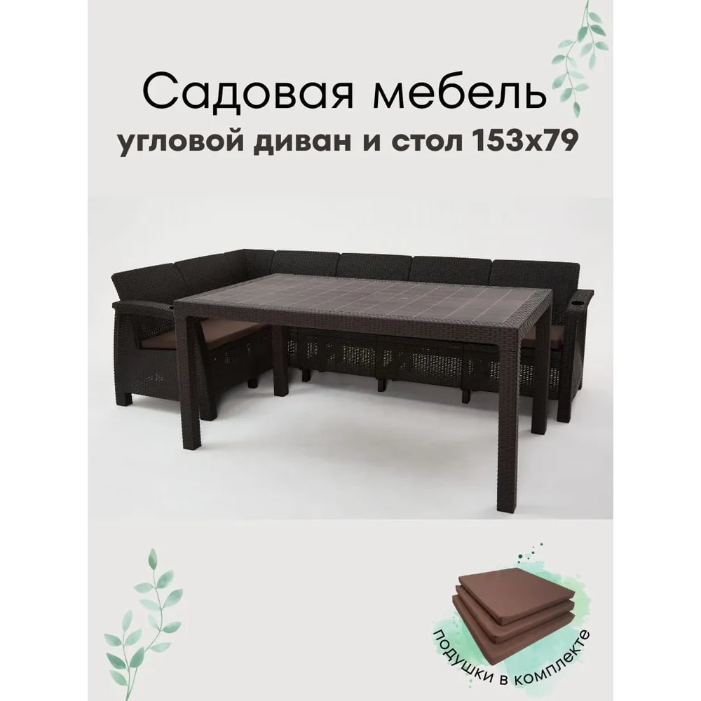 Изображение товара Комплект садовой мебели WORKY HomlyGreen диван и стол мокко, водонепроницаемый