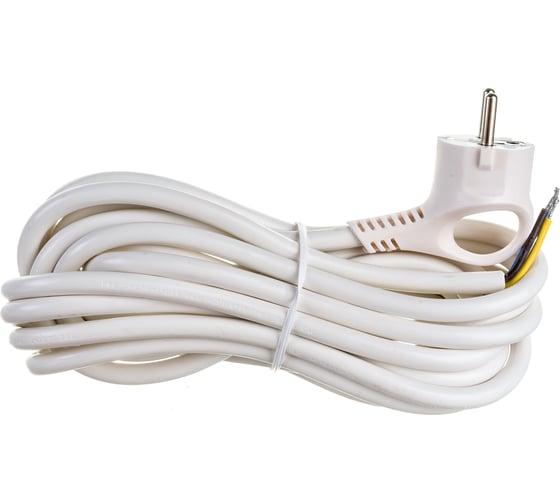Изображение товара Сетевой шнур с вилкой ЭРА U-3x1,5-5m-W с заземлением 5м ПВС 3x1,5мм2 белый Б0048710
