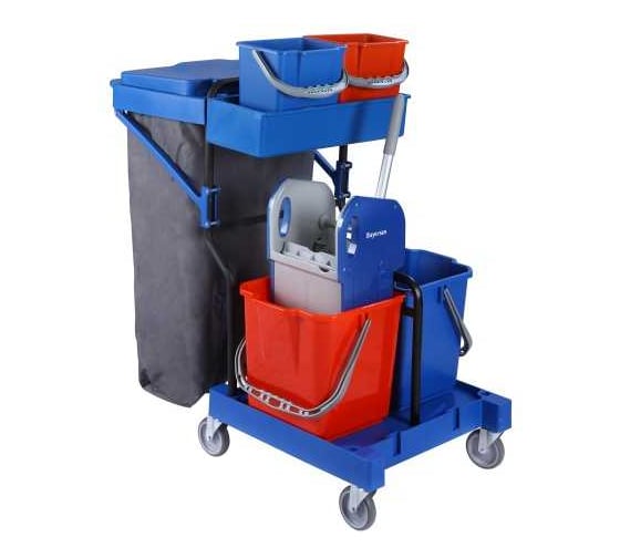 Изображение товара Тележка многофункциональная Bayersan COMBO GONISA с ведрами 2х18л, 2х6л, отжимом и держателем для мешка 520542