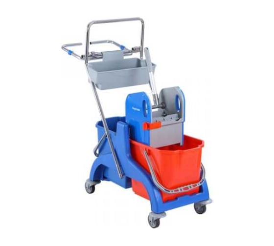 Изображение товара Тележка двухведерная Bayersan 2х25л, с отжимом держателем для мешка и лотком 525568