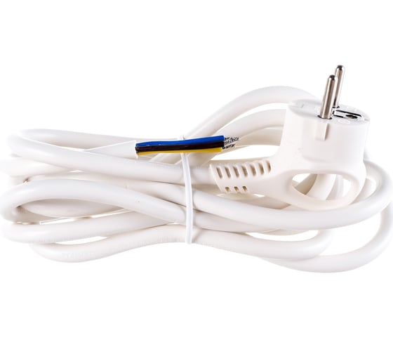Изображение товара Сетевой шнур с вилкой ЭРА U-3x1,5-3m-W с заземлением 3м ПВС 3x1,5мм2 белый Б0048708