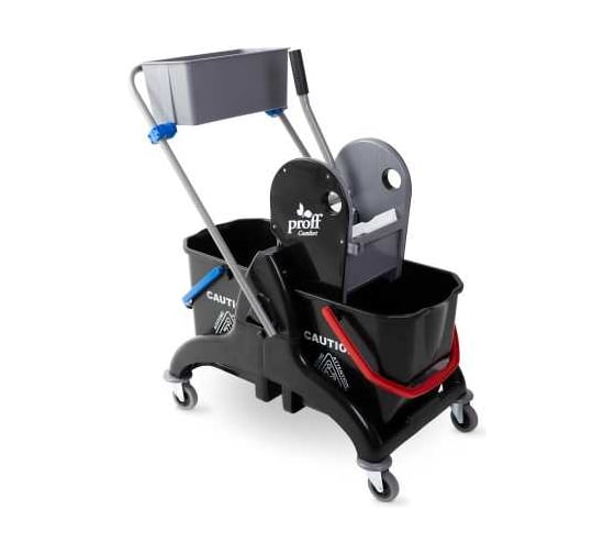 Изображение товара Тележка двухведерная Proff Comfort 2х25л, с отжимом и лотком, черная 525649